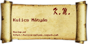 Kulics Mátyás névjegykártya